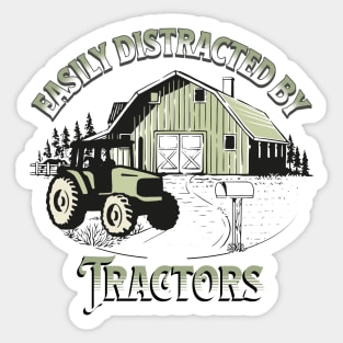 Easily Distracted By Tractors Sticker